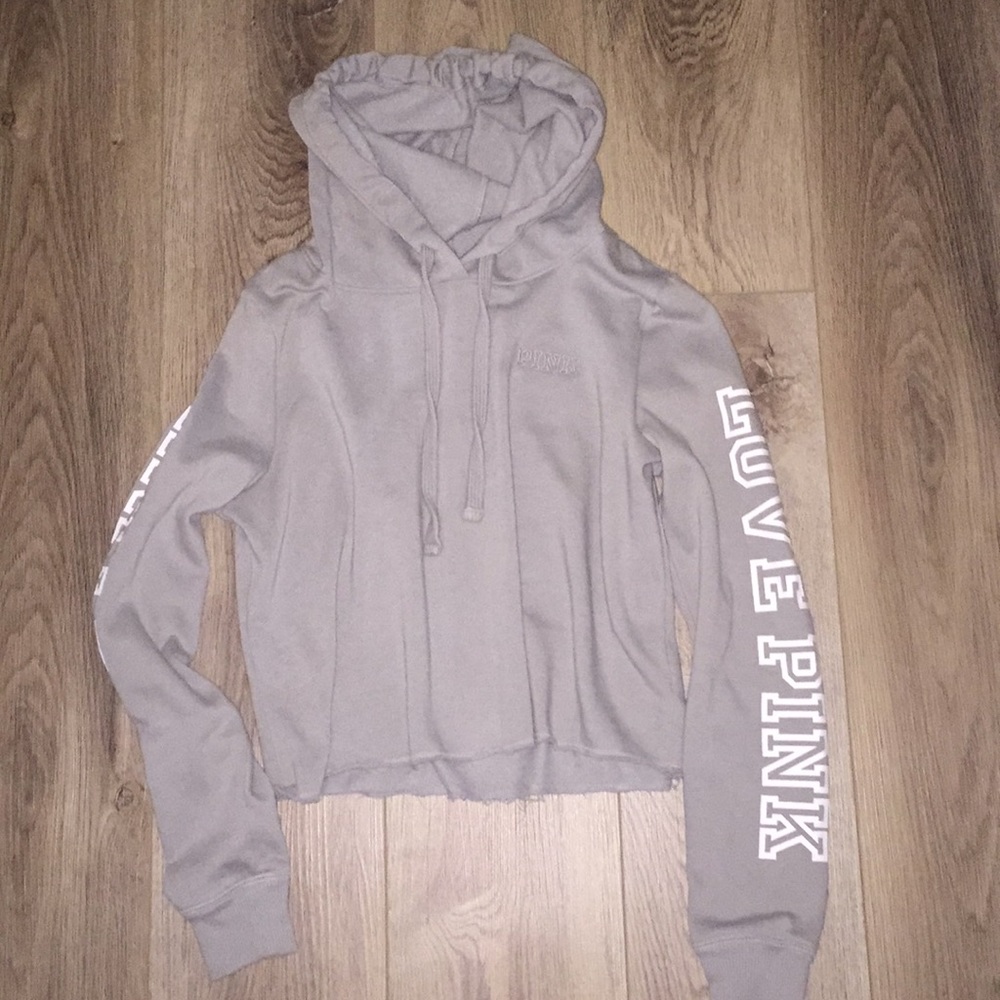 vs pink gray cropped hoodie
